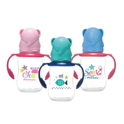 MOQ One Carton factory directly supply BPA free 120ml/4oz Standard PP Feeding Bottle with cute animal shape lid